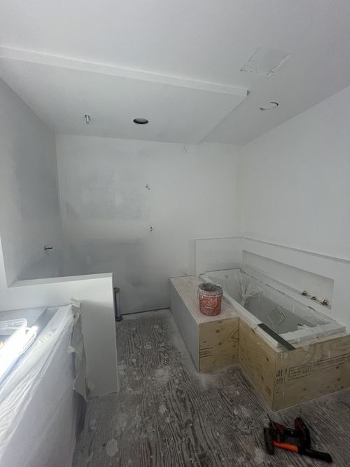 Ben Pedersen renovation - bathroom drywall in progress
